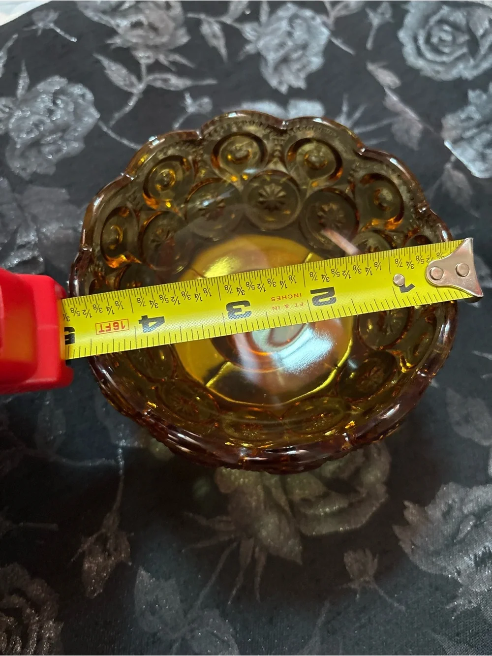 LE Smith Amber Glass Compote